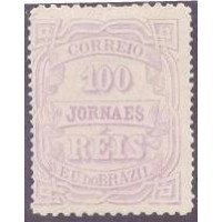 J-21 - 1890 - CIFRA HORIZONTAL - EMISSÃO REPUBLICANA M- 2ª COLUNA - 100 RÉIS - MALVA - NOVO - SEM GOMA - CHARNEIRA - RHM  R$ 350,00 (70 UFs X 5,00)