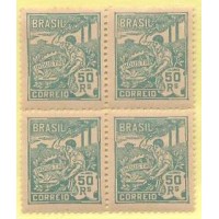 R-177 - 1920 - QUADRA - 50 RÉIS - INDÚSTRIA VERDE - NOVO - GOMADO - RHM R$ 120,00 (24 UFs X 5,00)