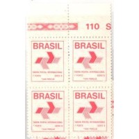R-668 - 1989 - COMPROVANTE DE FRANQUEAMENTO INTERNACIONAL - 1º PORTE INTERNACIONAL, VIA AÉREA - MINT - QUADRA - SÉRIE B - VERMELHO EBEGE - GOMADA - RHM R$ 60,00 (12 UFs X 5,00)