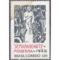 C-0732 - NOVO - GOMADO  - 1972 - CINQUENTENÁRIO DA SEMANA DA ARTE MODERNA DE 1922 - SELO DESTACADO DO BLOCO BL-031 - 120 UFS