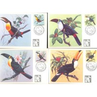 MAX-075/78 - 1983 - FAUNA BRASILEIRA - TUCANO - TUCANO DE BICO VERDE - TUCANO DE PEITO BRANCO - TUCANO DE BICO PRETO - SELOS C-1321/24 - CARIMBO CBC - RHM R$ 155,00 (31 UfS X 5,00)