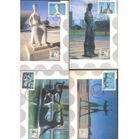 MAX-145/148 - 1990 - LUBRAPEX 90/ESCULTURAS - AS BANHISTAS, OS CANDANGOS, EVANGELISTA SÃO JOÃO, A JUSTIÇA - SÉRIE COMPLETA - SELOS C- 1698/1701 - CARIMBO CBC - RHM R$ 149,00 (29,80 UFs X 5,00)