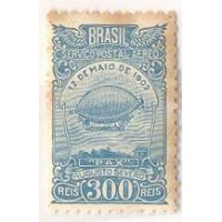 A-019 - 1929 - AERONÁUTICA - 300 RÉIS - NOVO - AUGUSTO SEVERO - GOMADO - PONTOS DE OXIDAÇÃO - RHM R$ 5,00 (1 UFs X 5,00)