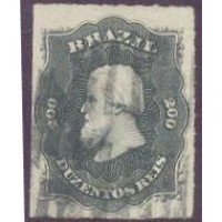 I-35 - 1876 - DOM PEDRO II - "PERCÉ" - 200 RÉIS PRETO - CARIMBADO