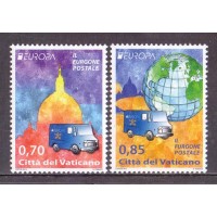 VATICANO - 2 SELOS - THE POSTAL VAN - EUROPA - CORREIOS