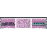 SUÍÇA - Y-1148/49 - 1982 - CENTENÁRIO DA ESTRADA DE FERRO DE SAINT GOTHARD - USADOS - SÉRIE 2 SELOS COM VINHETA CENTRAL 