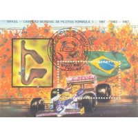 BL-075 - CARIMBO CBC - BRASIL CAMPEÃO MUNDIAL DE FÓRMULA 1 - 1988 - RHM R$ 35,00 (7 UFs X R$ 5,00)