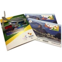 BL-197/198 - OLIMPÍADAS 2016 - CARTELA 3D - CONJUNTO COM 2 BLOCOS E ÓCULOS ESPECIAL EM EMBALAGEM PERSONALIZADA - ESCASSA - RHM 120 UFS