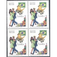 C-2628 - QUADRA MINT (NOVA GOMADA PERFEITA) - EMISSÃO CONJUNTA COM CUBA - SAMBA - 2005