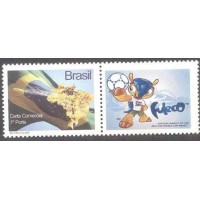 C-2853 - 2009 - MINT - SELO  - BANDEIRA E IPÊ HORIZONTAL - VINHETA FULECO (COPA DO MUNDO - BRASIL 2014)