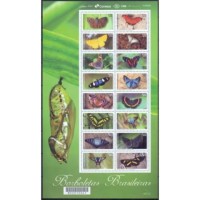 C-3660/3675 - MINI FOLHA - MERCOSUL/BORBOLETAS - 2016 - MINT - 16 SELOS - MUITO RARA