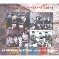 CENTRAFRICANA - 2011 - MUSICA -  BEATLES SERIE 2 - SERIE 4 SELOS CARIMBADOS