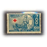 C-0090 - 1935 - 3ª CONFERÊNCIA PAN-AMERICANA DA CRUZ VERMELHA - 700+100 RÉIS - AZUL - 1 SELO DA SÉRIE DE 3 - O FECHO - NOVO - GOMADO - RHM R$ 125,00 ( 25 UFS X R$ 5,00)