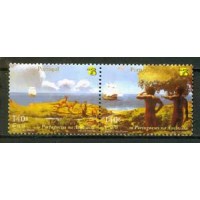 PORTUGAL - ANO 2013 PORTUGAL - Y2306/2307 (1999)-OS PORTUGUESES NA AUSTRÁLIA:CARAVELAS,CANGURUS E NATIVOS,SÉRIE COM 2 SELOS EM SE-TENANT MINT