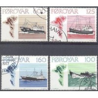 FAROER - Y 0018/21 (1977) - NAVEGAÇÃO - BARCOS DIVERSOS - SÉRIE 4 SELOS USADOS
