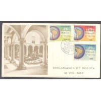 COLÔMBIA - CORREIO HISTÓRIA - Y 0623/624+A-467 (1967) HISTÓRIA: DECLARAÇÃO DE BOGOTÁ (COLOMBIA -EQUADOR-PERU- VENEZUELA ) SÉRIE 3 SELOS SOBRE FDC