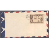 CUBA - Y A-032 (1940) SELO SOBRE SELO : CENTENÁRIO DO PRIMEIRO SELO POSTAL : REPRODUÇÃO DO PENNY BLACK, E DE DOIS SELOS ANTIGOS DE CUBA- MAPA DE CUBA E RETRATO DE ROWLAND HILL - SELO SOBRE ENVELOPE AÉREO ANTIGO COM CARIMBO D E1º DIA - BONITA PEÇA