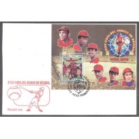 CUBA - Y B-186 (2003) ESPORTE: 35º CAMPEONATO DE BASE -BAL EM CUBA; RETRATO DOS JOGADORES CUBANOS - BLOCO SOBRE FDC ESPORTE