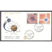 CONGO  - FDC TELCOMUNICAÇÃO - Y 0154/155 (1963) TELECOMUNICAÇÕES ESPACIAIS SÉRIE 2 SELOS SOBRE FDC