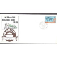 GIBRALTAR - TELECOMUNICAÇÃO - Y 0464 (1982) TELECOMUNICAÇÃO ENTRADA EM SERVIÇO DO TELEFONE INTERNACIONAL DIRETO MAPA MUNDI - CIRCUITO INTERNACIONAL -SELO SOBRE FDC