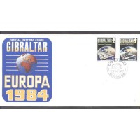 GIBRALTAR - TEMA EUROPA TELECOMUNICAÇÃO - Y 0483/484 (1984) TEMA EUROPA: COMUNICAÇÃO POSTAL E TELECOMUNICAÇÃO -GLOBO TERRESTRE, SELO E CIRCUITO ELETRÔNICO DE COMUNICAÇÕES - 2 SELOS/ FDC