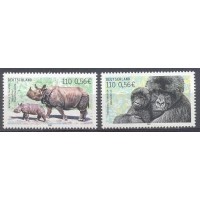 ALEMANHA - Y 2014/15 (2001) - FAUNA EM EXTINÇÃO -GORILA E RINOCERONTR - SERIE 2 SELOS MINT