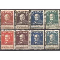 PORTUGAL - Y 600/07 (1940) - CENTENARIO DO SELO - RETRATO DE SIR ROWLAND HILL - SERIE 8 SELOS NOVOS COM MARCA DE CHARNEIRA 