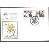 BAHAMAS - Y 0478/179 (1981) CASAMENTO REAL DO PRÍNCIPE CHARLES E LADY DIANA- SÉRIE 2 SELOS SOBRE FDC OFICIAL ILUSTRADO VALOR DA SÉRIE 