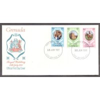 GRENADA - Y 0976/978 (1981) CASAMENTO REAL DO PRÍNCIPE CHARLES E LADY DIANA- PRÍNCIPE A CAVALO JOGANDO POLO - SÉRIE ( 1) -SÉRIE 3 SELOS SOBRE FDC OFICIAL ILUSTRADO