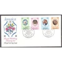 JAMAICA FDC - Y 0512/515 (1981) CASAMENTO REAL DO PRÍNCIPE CHARLES E LADY DIANA-ORQUIDEA BRANCA- SÉRIE (1 ) SÉRIE 4 SELOS SOBRE FDC OFICIAL ILUSTRADO VALOR DA SÉRIE 