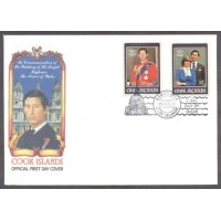 COOK ISLANDS - Y 0645/646 (1981) CASAMENTO REAL DO PRÍNCIPE CHARLES DE LADY DIANA - SÉRIE 2 SELOS SOBRE FDC ILUSTRADO