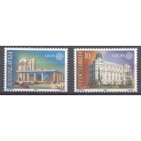 YUGOSLAVIA - Y 2283/2284 (1990) TEMA EUROPA : ESTABELECIMENTOS POSTAIS - SÉRIE 2 SELOS MINT