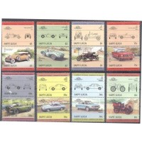 STA. LUCIA - Y 0684/699 (1984) AUTOMÓVEIS - SÉRIE II -COM OS SEGUINTES VALORES FACIAIS : 10c-10c30c-30c-55c-55c-65c-65c-75c-75c-1d-1d-2d-2d-3d-3d -SÉRIE 16 SELOS EMITIDOS EM 8 PARES VERTICAIS -MINT