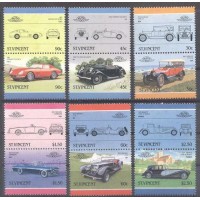 ST. VINCENT - Y 0901/912 (1986) AUTOMÓVEIS : SÉRIE V - COM OS SEGUINTES VALORES FACIAIS : 30c-30c-45c-45c-60c-60c-90c-90c-1d50-1d50-2d50-2d50- SÉRIE COM 12 SELOS EMITIDOS EM 6 PARES MINT