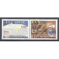 EQUADOR - Y 1473/1474 (1999) TEMA AMÉRICA UPAEP: UNIÃO POSTAL DAS AMÉRICAS, ESPANHA E PORTUGAL - UM NOVO MILÊNIO SEM ARMAS - PLANISFÉRIO E POMBA DA PAZ POUSADA SOBRE O GLOBO TERRESTRE - SÉRIE 2 SELOS MINT 