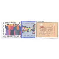 ONU NEW YORK - Y 0283/285 91978) SÉRIE CORRENTE : CARTA DAS NAÇOES UNIDAS, BANDEIRAS AMARRADAS, UNIÃO DOS POVOS -SÉRIE 3 SELOS MINT