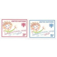 ONU NEW YORK - Y 302/303 (1979) ANO INTERNACIONAL DA CRIANÇA DESENHOS INFANTIS -SÉRIE 2 SELOS MINT