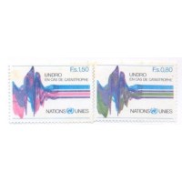 ONU GENEVE - Y 0081/82 (1979) BIRÔ DO COORDENADOR DAS NAÇÕES UNIDAS PARA SEGURO EM CASO DE CATÁSTROFE -SÉRIE 2 SELOS MINT