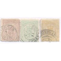 HOLANDA USADO BRASÃO DA HOLANDA - Y 0013+15+17 (1869-71) BRASÃO DA HOLANDA : 1/2 c -1c- 17c - 3 SELOS USADOS, DE UMA SÉRIE DE 6