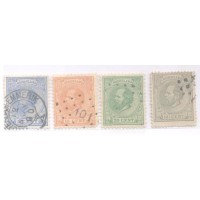 HOLANDA - Y 0019+22+23+24 (1872-88) GUILHERME III : 5c+12 1/2c-15c-20c - 4 SELOS USADOS DE UMA SÉRIE DE 11 SELOS