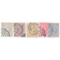 HOLANDA - Y 0035+37+38+42+43 (1891/1897) RAINHA GUILHERMINA JOVEM - -5c-10c- 12 1/2 - 25c- 50c -5 SELOS DE UMA SÉRIE DE 15 - USADOS . BONITOS 