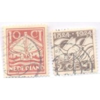 HOLANDA - Y 0157/158 (1924) CENTENÁRIO DA INSTITUIÇÃO DOS BARCOS DE SALVAMENTO - SÉRIE 2 SELOS USADOS