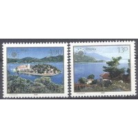 YUGOSLAVIA - Y 1732/1733 - (1990)  - ECOLOGIA : PROTEÇÃO DO MEIO AMBIENTE - ILHA MLJET ( DALMACIA DO SUL) - PARQUE NACIONAL OHRID (MACEDÔNIA) SÉRIE 2 SELOS MINT