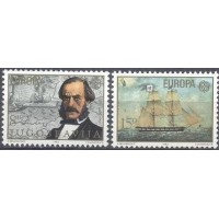YUGOSLAVIA - Y 1804/1806 (1982) TEMA EUROPA : FATO HISTÓRICO : VOLTA AO MUNDO EM BARCO PELO CAPITÃO IVO VISIN (1806-1868) RETRATO E MAPA MARINHO - BARCO "SPLENDIDO " - SÉRIE 2 SELOS MINT