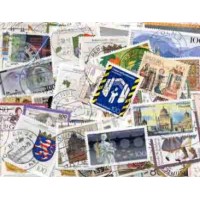 ACUMULAÇÃO ALEMANHA UNIFICADA - PACOTE COM 210 SELOS COMEMORATIVOS USADOS DO PERÍODO DE 1990 A 1994 COM ALGUMAS SÉRIES COMPLETAS E SELOS DE BOM VALOR