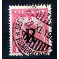 EQUADOR - Y Ae 17 (1929) - CATEDRAL DE QUITO - SELO USADO COM SOBRECARGA ""R"" - SELO USADO