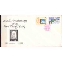 IRLANDIA - FDC ANO 1990- 150 º ANIVERSÁRIO DO PRIMEIRO SELO NO MUNDO EM 1840 EMITIDO PELA INGLATERRA -REPRODUÇÃO DE SELOS - SÉRIE 2 SELOS SOBRE FDC ILUSTRADO COM REPRODUÇÃO DE UM SELO COM RETRATO DE ROWLAND HILL