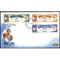 NEVIS FDC REALEZA -  ANO 1981- CASAMENTO  PRINCIPE CHARLES E LADY DIANA -SÉRIE 3SELOS
