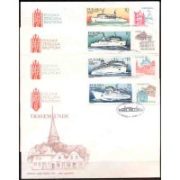 POLÔNIA - FDC NAVIO - ANO 1986 - NAVIOS DE PASSAGEIROS - 4 FDCs