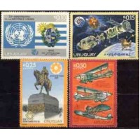 URUGUAY - ANO 1975 ACONTECIMENTOS DO ANO : 30º ANIVERSÁRIO DAS ONU, ANO INTERNACIONAL DA MULHER, BICENTENÁRIO DOS ESTADOS UNIDOS, COOPERAÇÃO ESPACIAL USA E URRS , 50 º ANIVERSÁRIO DOS ACONTECIMENTOS AÉREOS URUGUAYOS - SÉRIE 4 SELOS MINT
